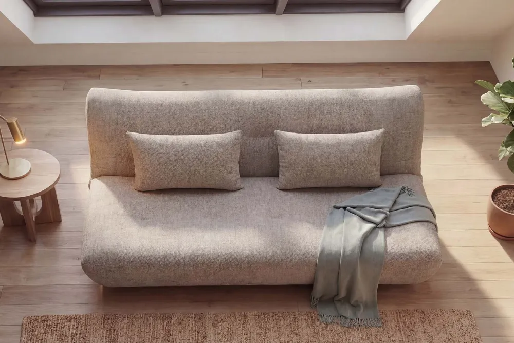 Riess-Ambiente Skandinavisch|3-Sitzer Sofa > Modernes Schlafsofa ELYPSE 200cm greige Chenille 3-Sitzer Couch inkl. Kissen
