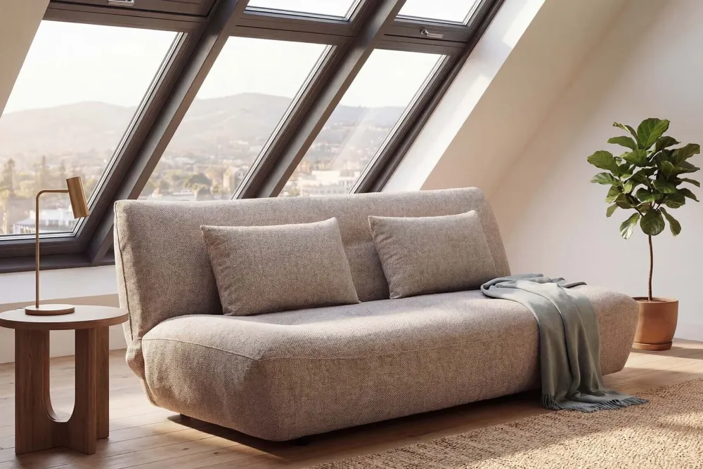 Riess-Ambiente Skandinavisch|3-Sitzer Sofa > Modernes Schlafsofa ELYPSE 200cm greige Chenille 3-Sitzer Couch inkl. Kissen