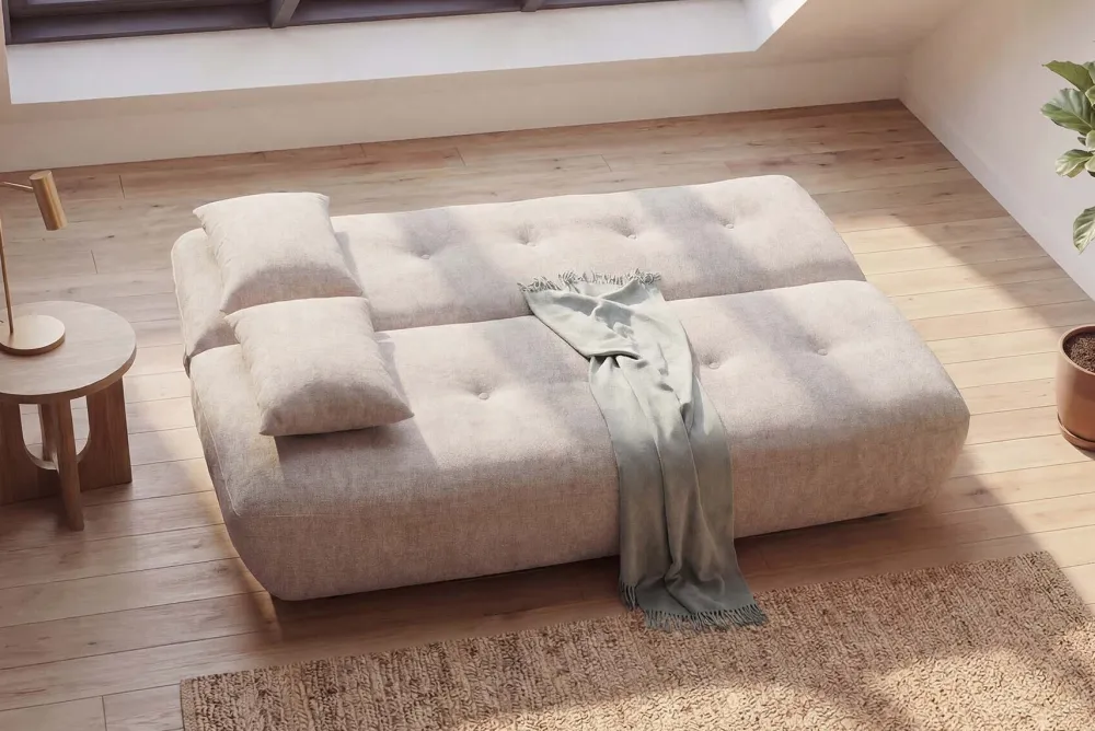 Riess-Ambiente Skandinavisch|3-Sitzer Sofa > Modernes Schlafsofa ELYPSE 200cm greige Chenille 3-Sitzer Couch inkl. Kissen