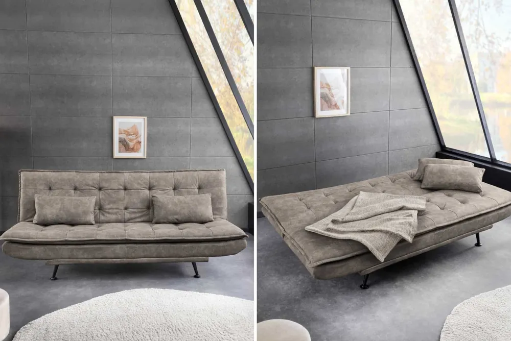 Riess-Ambiente Skandinavisch|3-Sitzer Sofa > Modernes Schlafsofa JAZZ 190cm antik taupe Microfaser 3-Sitzer Couch