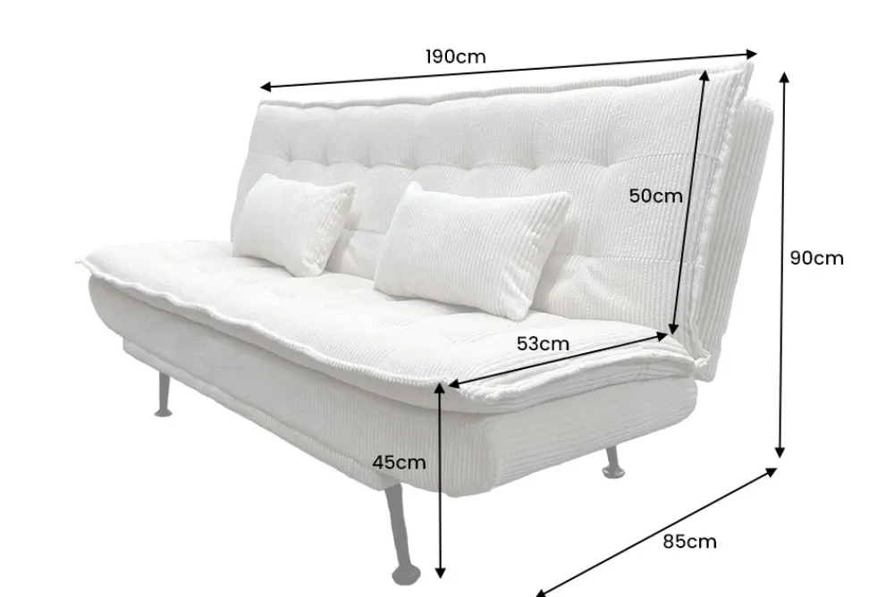 Riess-Ambiente 3-Sitzer Sofa > Modernes Schlafsofa JAZZ 190cm beige Cord 3-Sitzer Couch