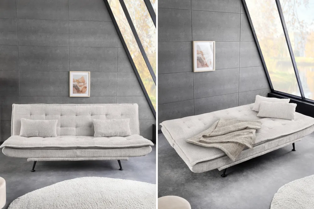 Riess-Ambiente Skandinavisch|3-Sitzer Sofa > Modernes Schlafsofa JAZZ 190cm champagner beige Chenille 3-Sitzer Couch