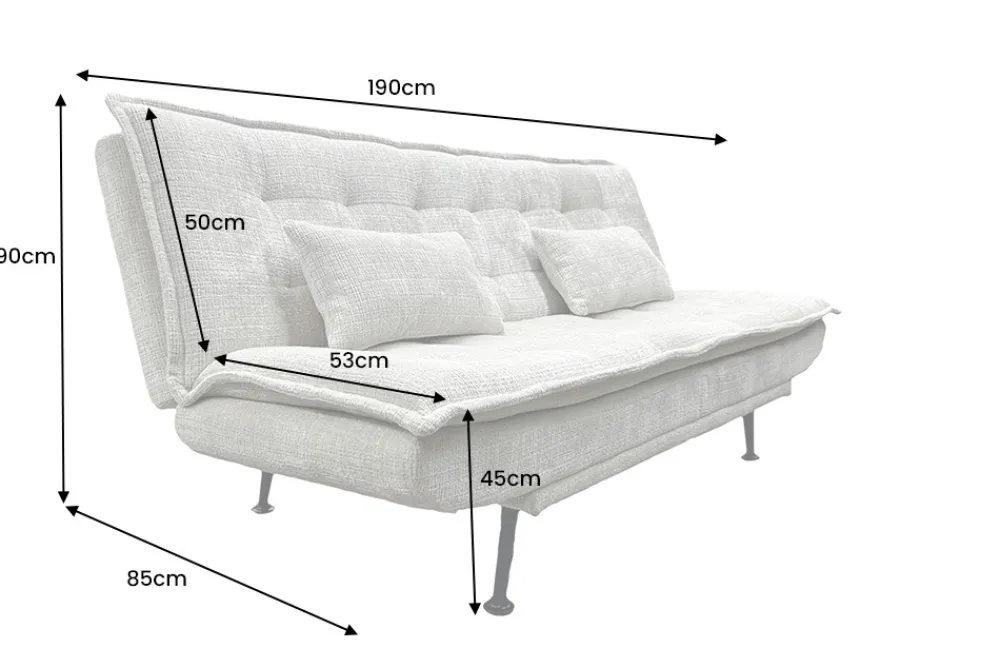 Riess-Ambiente Skandinavisch|3-Sitzer Sofa > Modernes Schlafsofa JAZZ 190cm champagner beige Chenille 3-Sitzer Couch