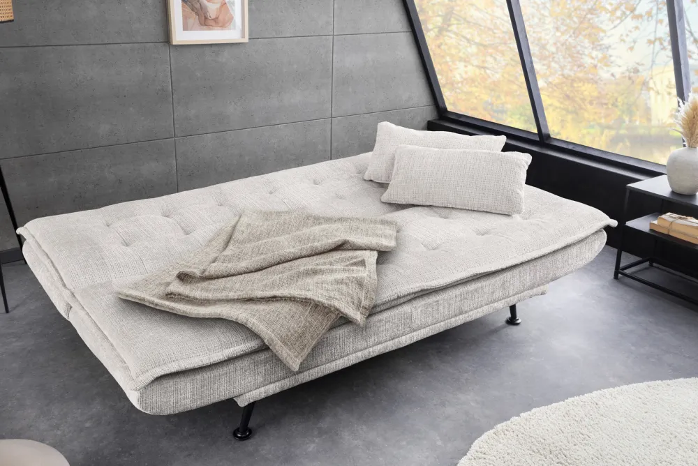 Riess-Ambiente Skandinavisch|3-Sitzer Sofa > Modernes Schlafsofa JAZZ 190cm champagner beige Chenille 3-Sitzer Couch