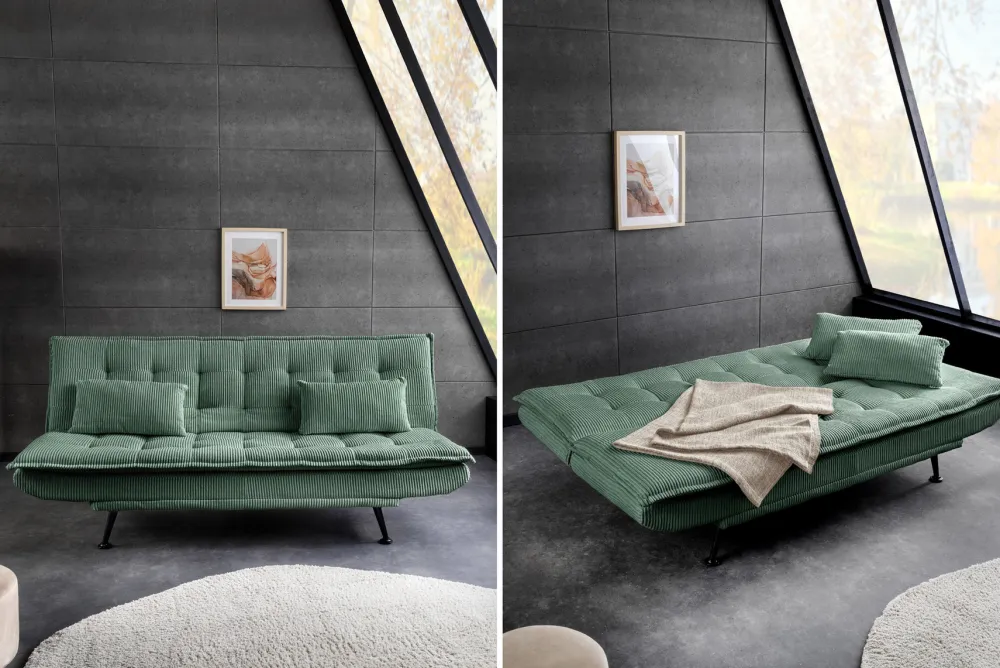 Riess-Ambiente 3-Sitzer Sofa > Modernes Schlafsofa JAZZ 190cm grün Cord 3-Sitzer Couch