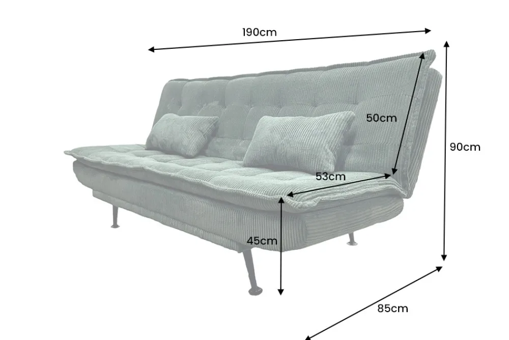 Riess-Ambiente 3-Sitzer Sofa > Modernes Schlafsofa JAZZ 190cm grün Cord 3-Sitzer Couch