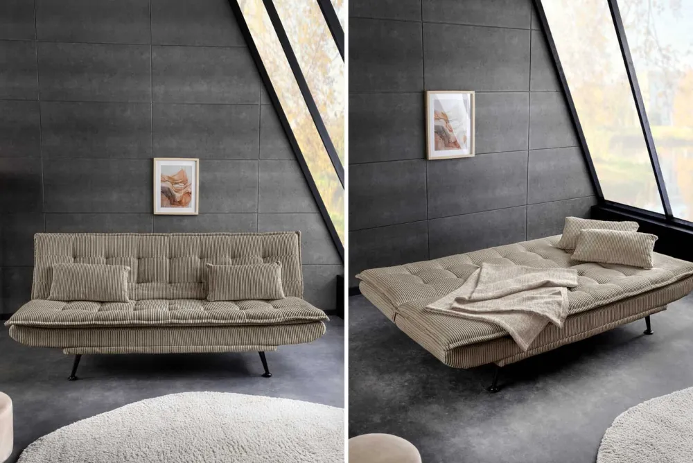 Riess-Ambiente 3-Sitzer Sofa > Modernes Schlafsofa JAZZ 190cm greige Cord 3-Sitzer Couch