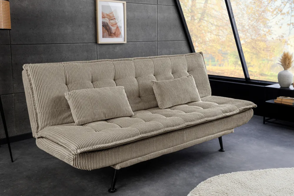 Riess-Ambiente 3-Sitzer Sofa > Modernes Schlafsofa JAZZ 190cm greige Cord 3-Sitzer Couch