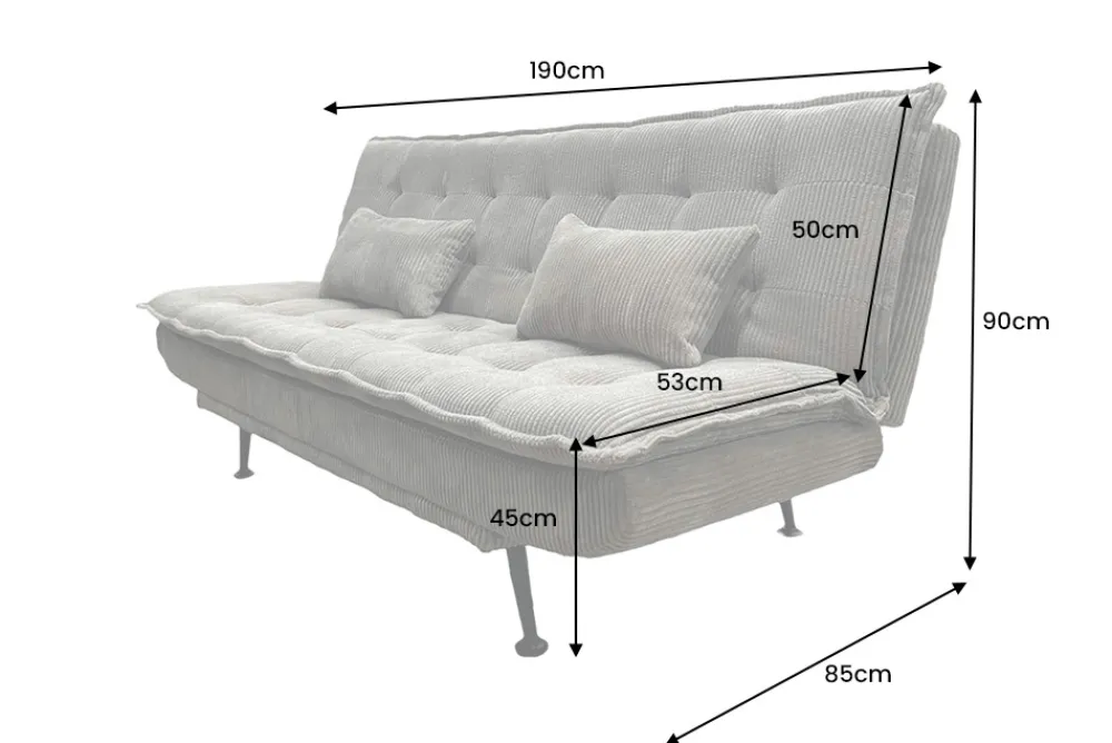 Riess-Ambiente 3-Sitzer Sofa > Modernes Schlafsofa JAZZ 190cm greige Cord 3-Sitzer Couch