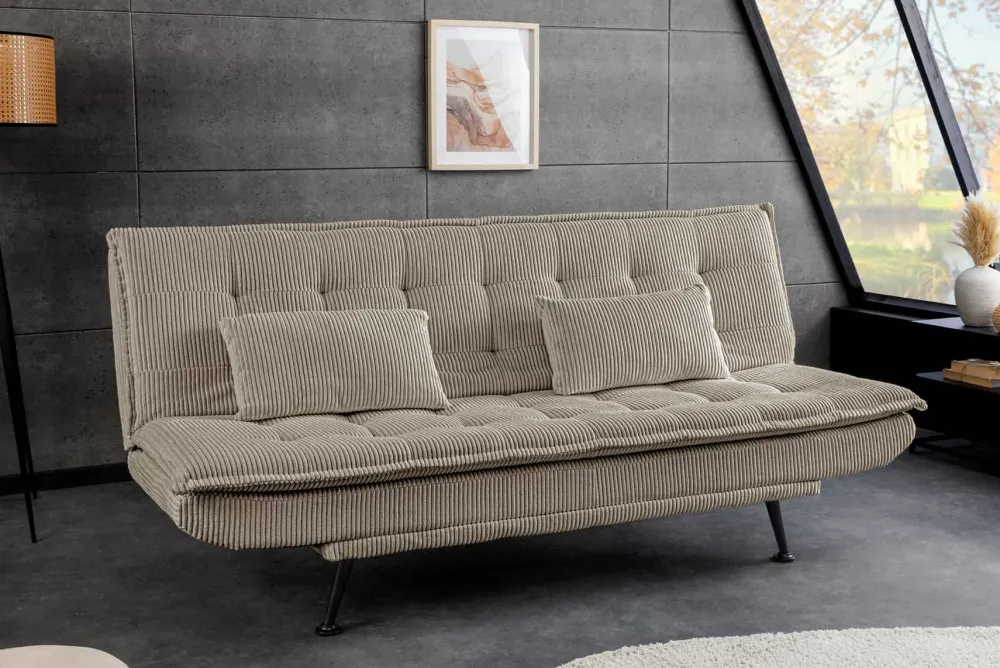Riess-Ambiente 3-Sitzer Sofa > Modernes Schlafsofa JAZZ 190cm greige Cord 3-Sitzer Couch