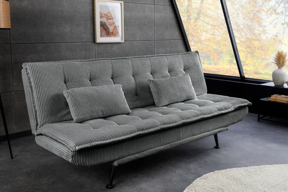 Riess-Ambiente 3-Sitzer Sofa > Modernes Schlafsofa JAZZ 190cm grau Cord 3-Sitzer Couch