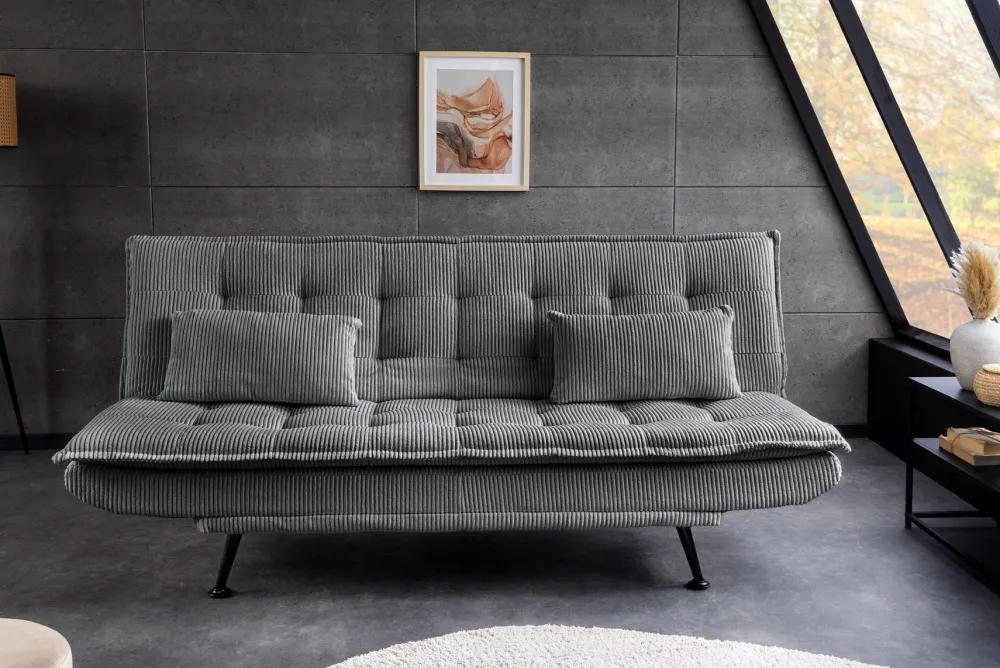 Riess-Ambiente 3-Sitzer Sofa > Modernes Schlafsofa JAZZ 190cm grau Cord 3-Sitzer Couch