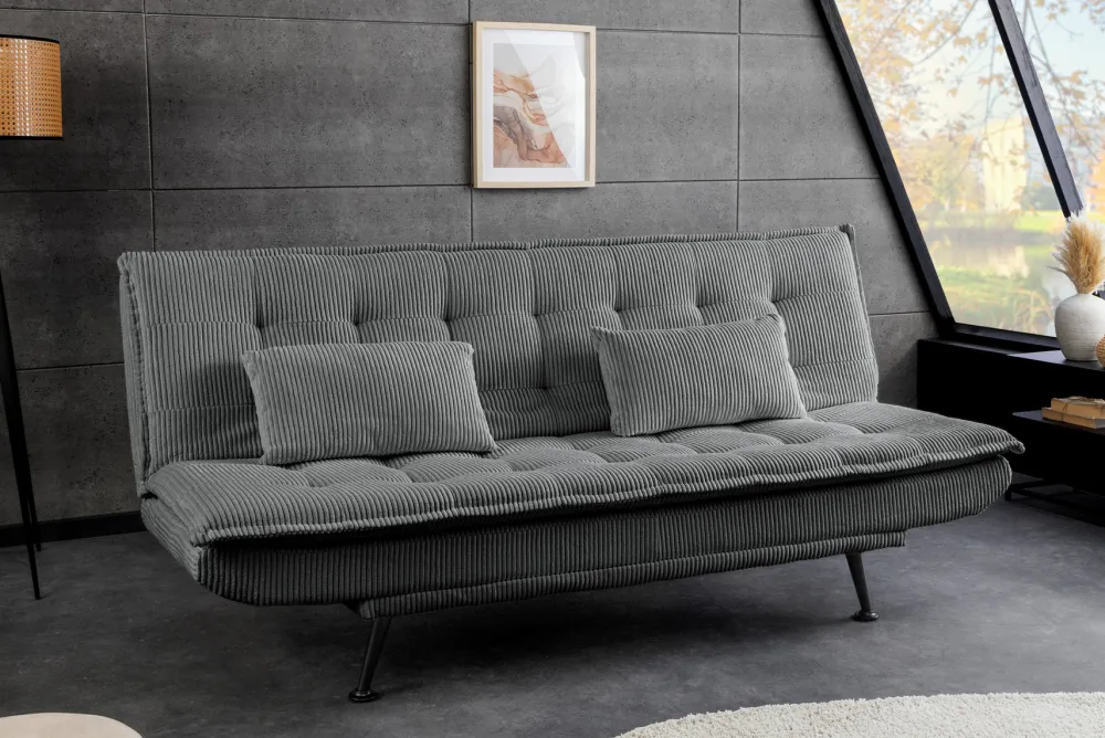 Riess-Ambiente 3-Sitzer Sofa > Modernes Schlafsofa JAZZ 190cm grau Cord 3-Sitzer Couch