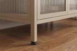 Riess-Ambiente Vitrinen|Sideboards & Kommoden > Modernes Sideboard AMSTERDAM 105cm greige gold Riffelglas Metall Vitrine Schrank