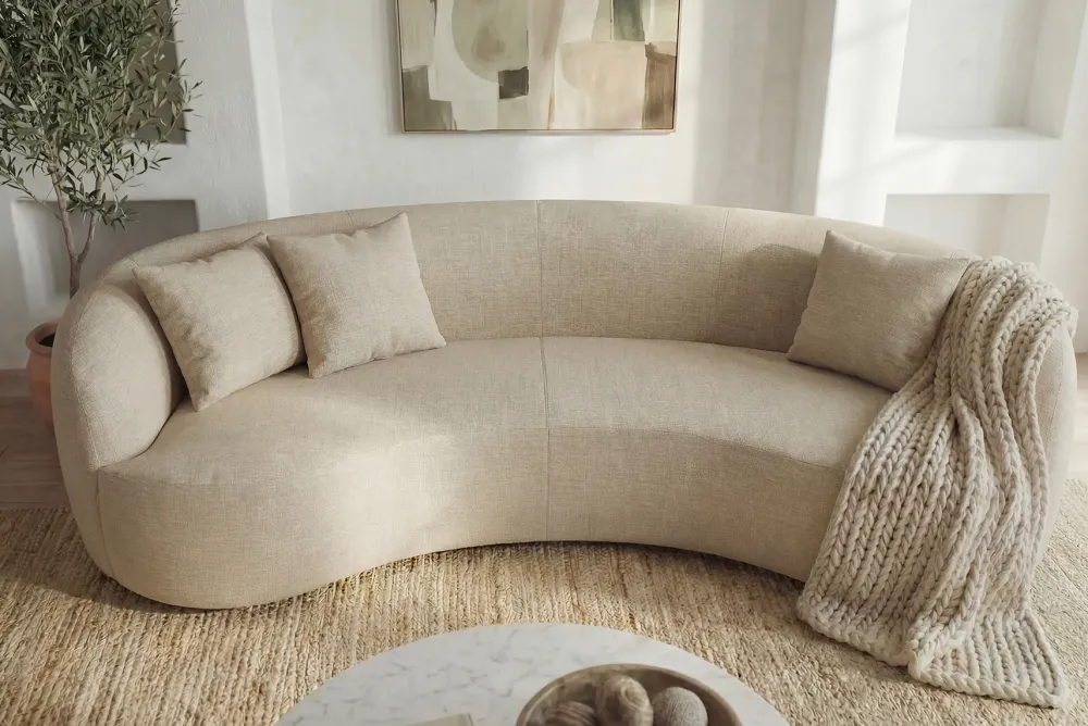 Riess-Ambiente Samt Möbel|Skandinavisch > Modernes Sofa ATELIER 230cm beige Samt 3-Sitzer Couch inkl. Kissen