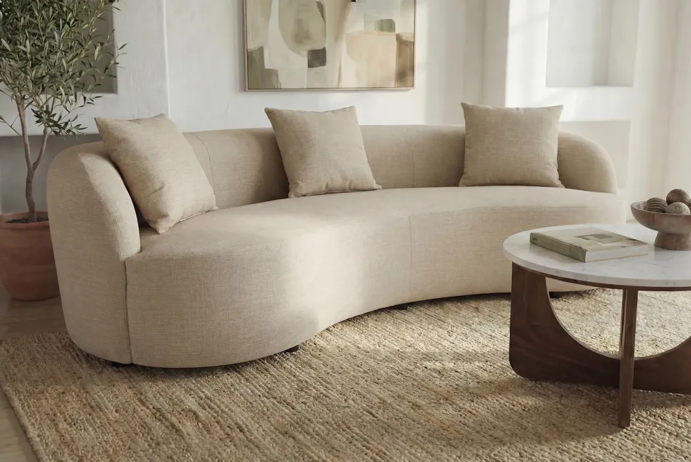 Riess-Ambiente Samt Möbel|Skandinavisch > Modernes Sofa ATELIER 230cm beige Samt 3-Sitzer Couch inkl. Kissen