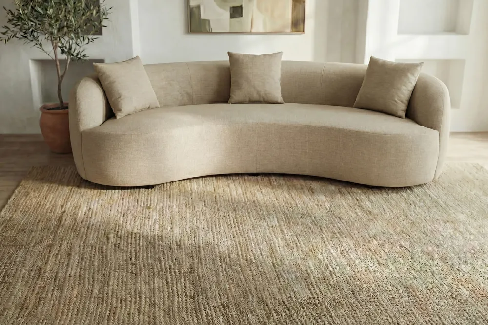 Riess-Ambiente Samt Möbel|Skandinavisch > Modernes Sofa ATELIER 230cm beige Samt 3-Sitzer Couch inkl. Kissen