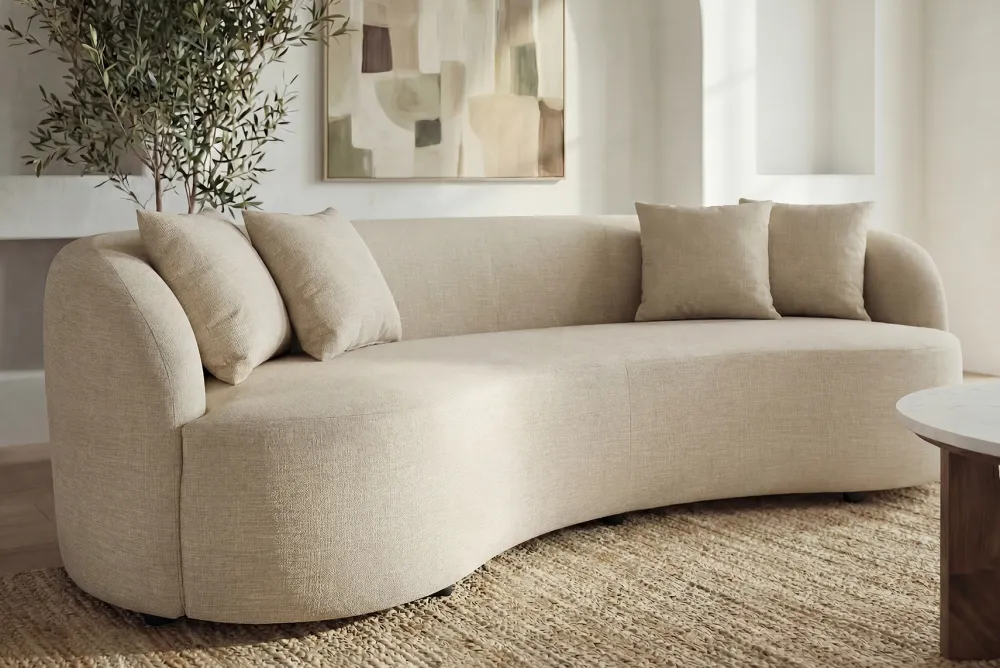 Riess-Ambiente Samt Möbel|Skandinavisch > Modernes Sofa ATELIER 230cm beige Samt 3-Sitzer Couch inkl. Kissen
