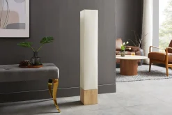 Riess-Ambiente Stehleuchten > Moderne Stehlampe AGAPUNE 120cm weiß hellbraun Bambusfuß Stoffschirm