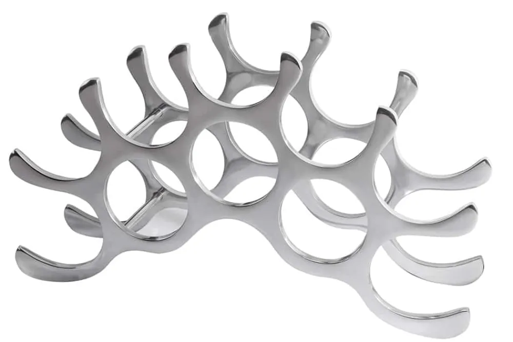 Riess-Ambiente Weinregale > Modernes Weinregal FLAME 48cm silber für 10 Flaschen Flaschenhalter