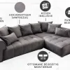 Riess-Ambiente Samt Möbel|Xxl Sofa > Modernes XXL Ecksofa CLAN 320cm anthrazit Samt Bigsofa inkl. Kissen