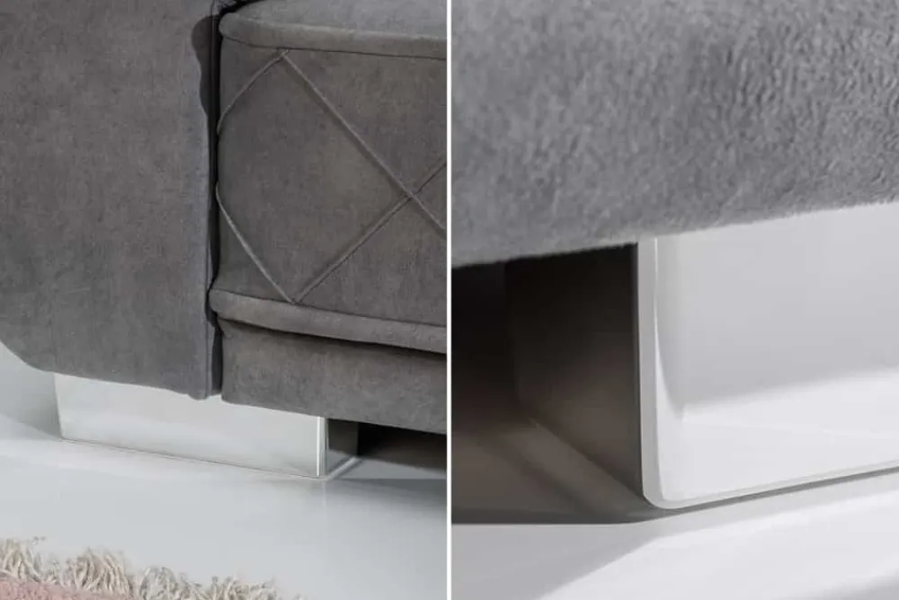 Riess-Ambiente Samt Möbel|Xxl Sofa > Modernes XXL Ecksofa DECADENCIA 320cm silbergrau Samt Bigsofa inkl. Kissen