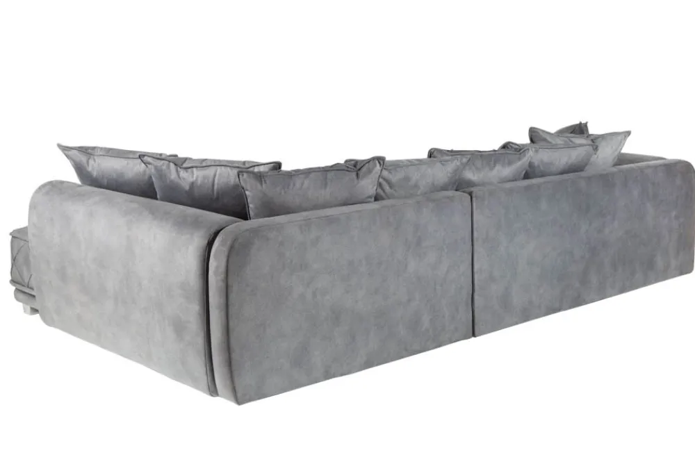 Riess-Ambiente Samt Möbel|Xxl Sofa > Modernes XXL Ecksofa DECADENCIA 320cm silbergrau Samt Bigsofa inkl. Kissen