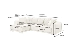 Riess-Ambiente Samt Möbel|Xxl Sofa > Modernes XXL Ecksofa DECADENCIA 320cm beige Samt Bigsofa inkl. Kissen