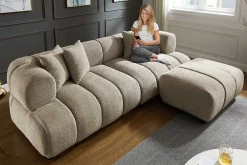 Riess-Ambiente Xxl Sofa > Modernes XXL Sofa ADLON 255cm champagner greige Bouclé Bigsofa Federkern inkl. Kissen