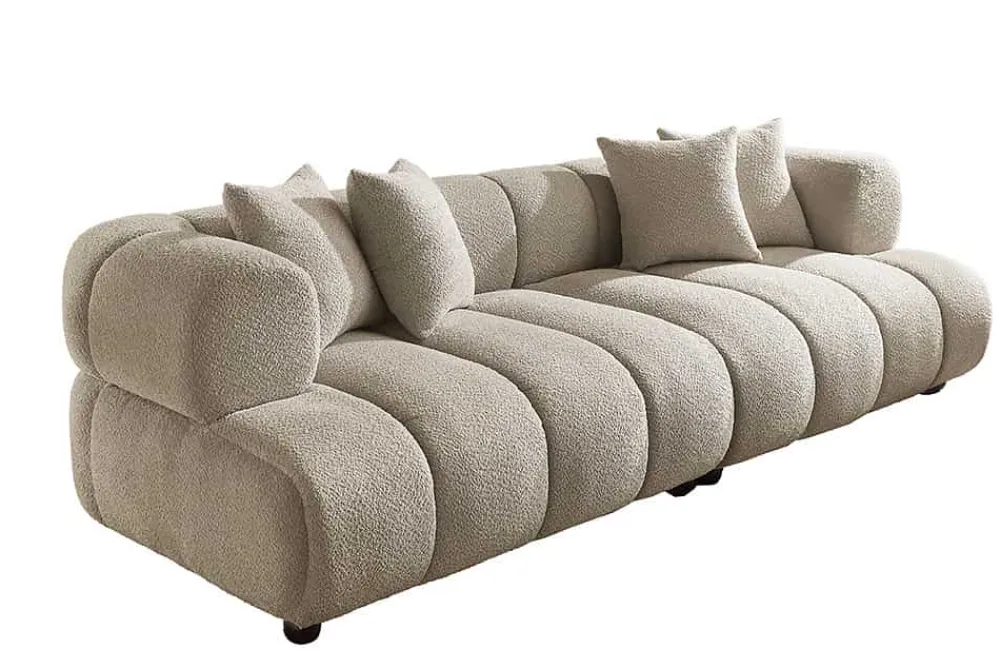 Riess-Ambiente Xxl Sofa > Modernes XXL Sofa ADLON 255cm champagner greige Bouclé Bigsofa Federkern inkl. Kissen