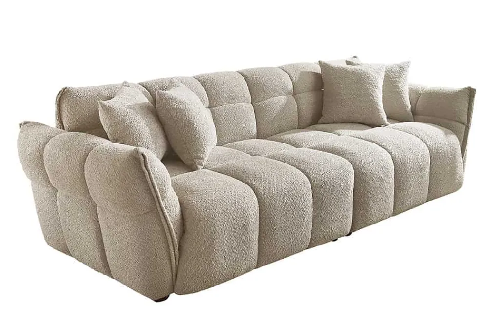 Riess-Ambiente Xxl Sofa > Modernes XXL Sofa CLOUD 260cm champagner greige Bouclé Bigsofa Federkern inkl. Kissen