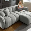 Riess-Ambiente Xxl Sofa > Modernes XXL Sofa CLOUD 260cm grau Bouclé Bigsofa Federkern inkl. Kissen