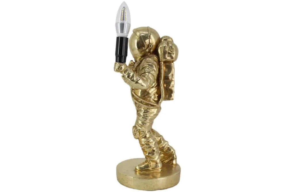 Riess-Ambiente Goldene Möbel|Tischlampen > Moderne Tischlampe ASTRONAUT 40cm gold Skulptur handmade
