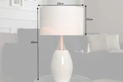 Riess-Ambiente Tischlampen > Moderne Tischlampe CARLA 60cm weiß silber mit Leinenschirm
