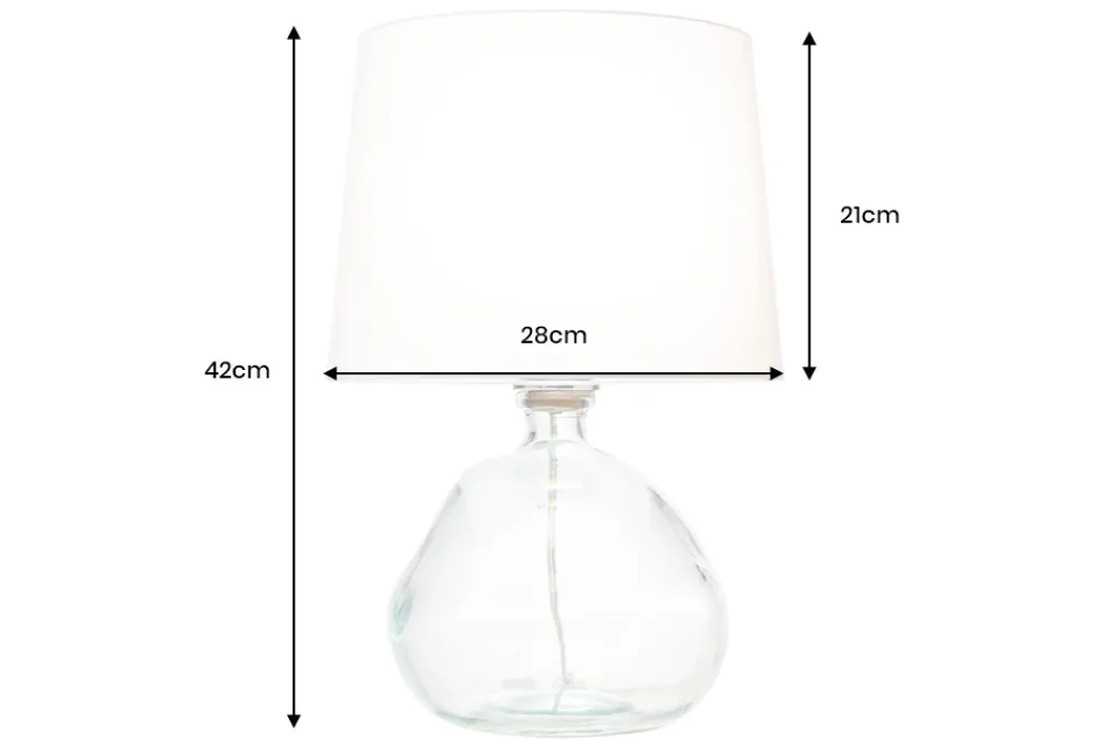 Riess-Ambiente Tischlampen > Moderne Tischlampe CLASSIC 45cm transparent recyceltes Glas weiß Stoffschirm