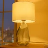 Riess-Ambiente Tischlampen > Moderne Tischlampe CLASSIC 60cm transparent recyceltes Glas weiß Stoffschirm