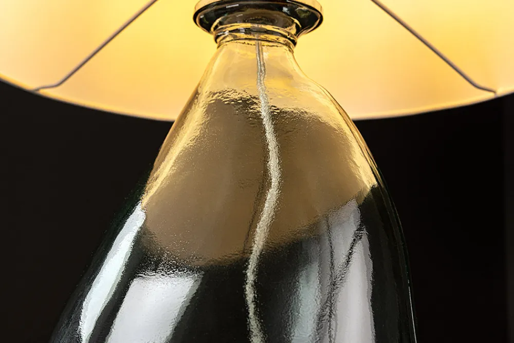 Riess-Ambiente Tischlampen > Moderne Tischlampe CLASSIC 60cm transparent recyceltes Glas weiß Stoffschirm