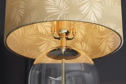 Riess-Ambiente Tischlampen > Moderne Tischlampe CLASSICO 50cm transparent Glas weiß gold Leinenschirm