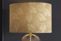 Riess-Ambiente Tischlampen > Moderne Tischlampe CLASSICO 50cm transparent Glas weiß gold Leinenschirm