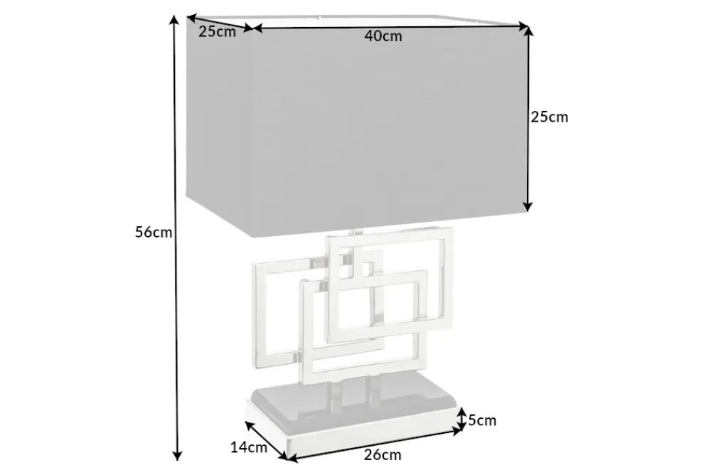 Riess-Ambiente Tischlampen > Moderne Tischleuchte ATLANTIS 56cm silber Stoffschirm schwarz Marmor Lampe