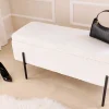 Riess-Ambiente Skandinavisch|Sitzbänke > Moderne Truhenbank LOFT 100cm weiß Bouclé Sitzbank mit Stauraum gepolstert schwarz Metall