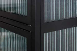 Riess-Ambiente Vitrinen|Highboards > Moderne Vitrine AMSTERDAM 180cm schwarz gold Riffelglas Metall Highboard Schrank