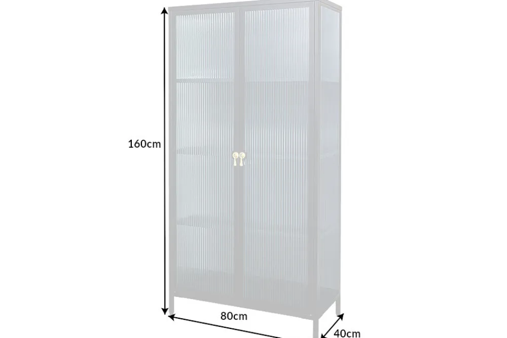 Riess-Ambiente Vitrinen|Highboards > Moderne Vitrine AMSTERDAM 160cm schwarz gold Riffelglas Metall Highboard Schrank