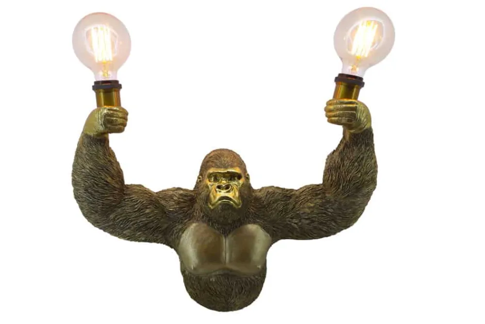 Riess-Ambiente Wandleuchten > Moderne Wandlampe KING APE 50cm gold Affen-Skulptur handmade