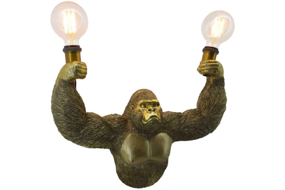 Riess-Ambiente Wandleuchten > Moderne Wandlampe KING APE 50cm gold Affen-Skulptur handmade