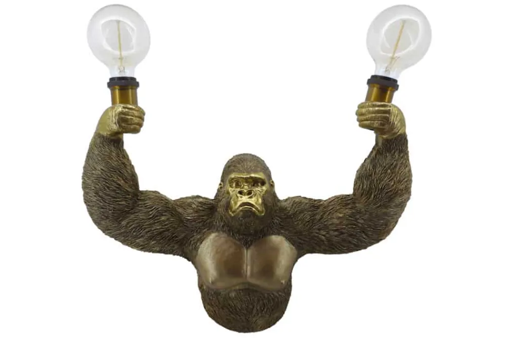 Riess-Ambiente Wandleuchten > Moderne Wandlampe KING APE 50cm gold Affen-Skulptur handmade