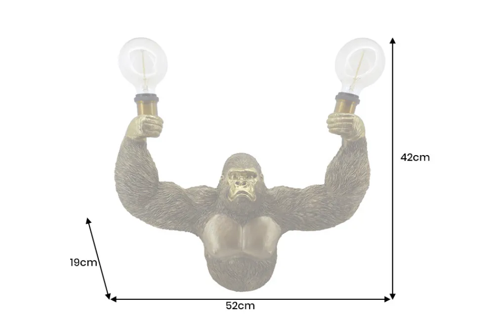 Riess-Ambiente Wandleuchten > Moderne Wandlampe KING APE 50cm gold Affen-Skulptur handmade