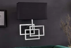 Riess-Ambiente Wandleuchten > Moderne Wandleuchte ATLANTIS 44cm silber Stoffschirm schwarz Lampe