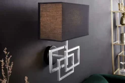 Riess-Ambiente Wandleuchten > Moderne Wandleuchte ATLANTIS 44cm silber Stoffschirm schwarz Lampe