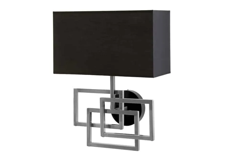 Riess-Ambiente Wandleuchten > Moderne Wandleuchte ATLANTIS 44cm silber Stoffschirm schwarz Lampe